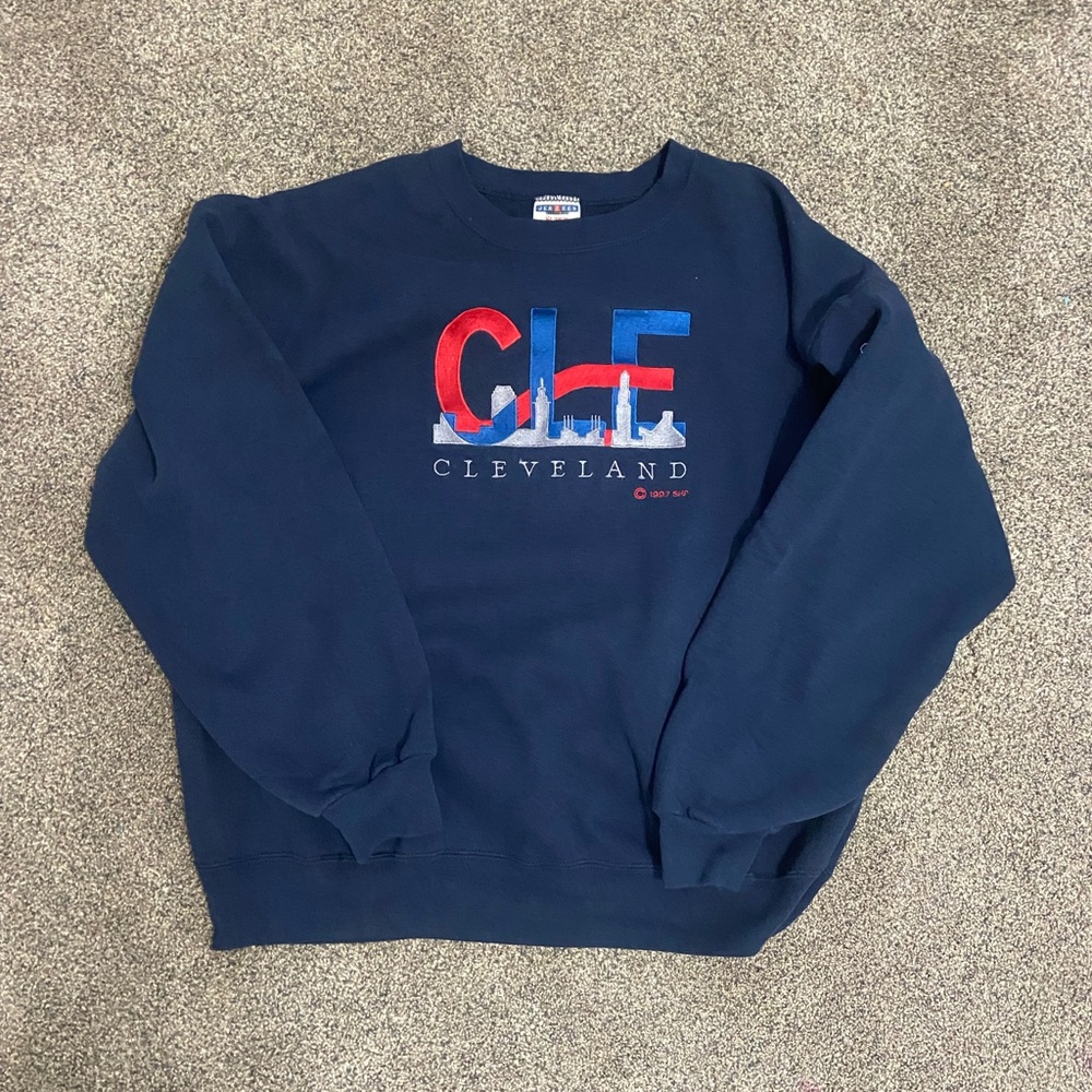 Jerzees Navy Blue CLE Cleveland Crewneck Sweater